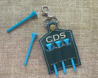 Golf tee holder - golf gifts for men - personalized golf tee caddy - golf key fob - Father's Day golf gift - golf tee carrier - tee keeper
