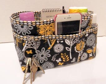 Purse Organizer Insert/Enclosed Bottom 4" Depth/ Black, White, and Yellow