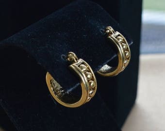 ON SALE Pretty Vintage Gold tone Hoop Pierced Earrings (AM2)