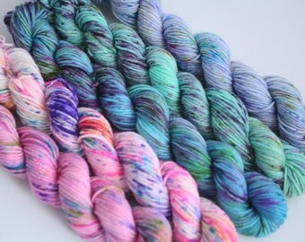 Ice Cream Parlour - set of 5 mini skeins, speckle dyed, 100g
