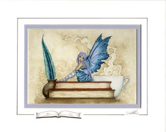 Hand Accented book fairy PRINT 5x7 matted 8x10 by Amy Brown