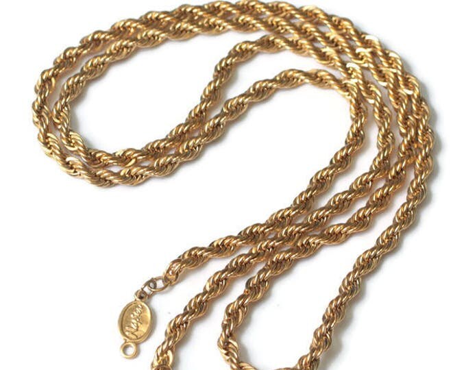 Napier Rope Twist Necklace Gold Tone 24 Inch Vintage