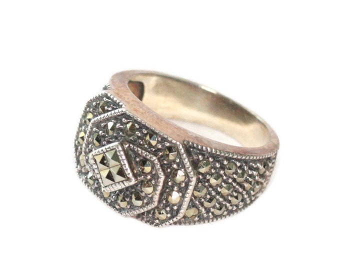Vintage Marcasite Sterling Ring Art Deco Style Ring Judith Jack Designer Size 7 Ring
