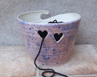 Yarn bowl knitting or crochet wool hand thrown pottery ceramic handmade wheelthrown cat