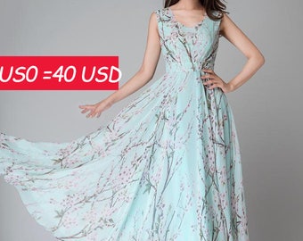 Elegant Silk Chiffon Maxi Dress With Wrinkled Rose Print And Lace Up Detail By Urbann-Vibe For Women main image 0