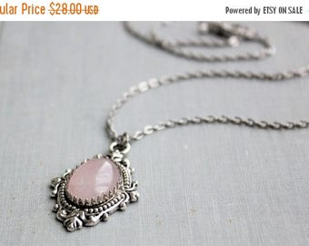 VACATION SALE- Rose Quartz Necklace. Gemstone Necklace.
