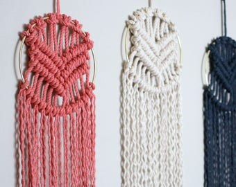 Indigo Macrame Wall Hanging in Gold Ring | Other Colors Available