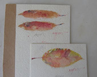 Vintage Original Signed Watercolor of Two Leaves by Ron Wagner