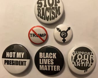 Show up 6 pack - BLM, anti-trump, Antifa support buttons