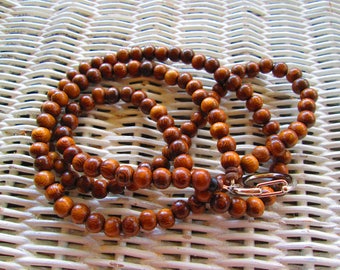 944 Womens 8mm robles wood beaded lanyard/id badge-Mens 8mm robles wood beaded id badge-8mm robles wood beaded lanyard/id badge