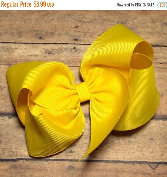 SALE Yellow Big 6 Inch Twisted Boutique Bow Bright Yellow Bow