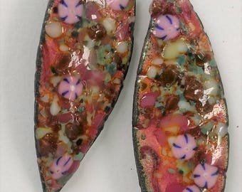 Enamel Jewelry Findings Embossed WIllow Leaf Drop 2017 F-721