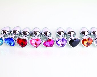 Mature Small Heart butt plug Jeweled beginner Cute BDSM Anal Plug Stainless Steel Metal