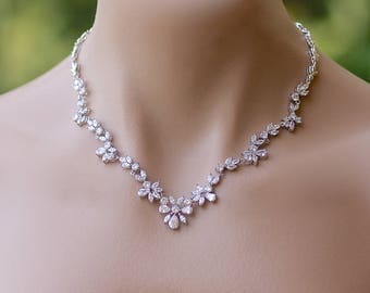 Crystal Bridal Necklace, Crystal Necklace, Crystal Bridal Jewelry, Wedding Necklace, Crystal Wedding Jewelry, ASHLEY 2