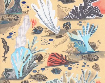 Undersea Garden - Artwork by Christina Rowe - 8x10 Art Print - Mangoseed
