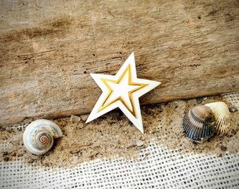 White and Gold Trifari Star Brooch ~ Vintage Trifari Pin