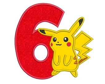 PIKACHU Number 6 - Machine Applique Embroidery - Instant Digital Download