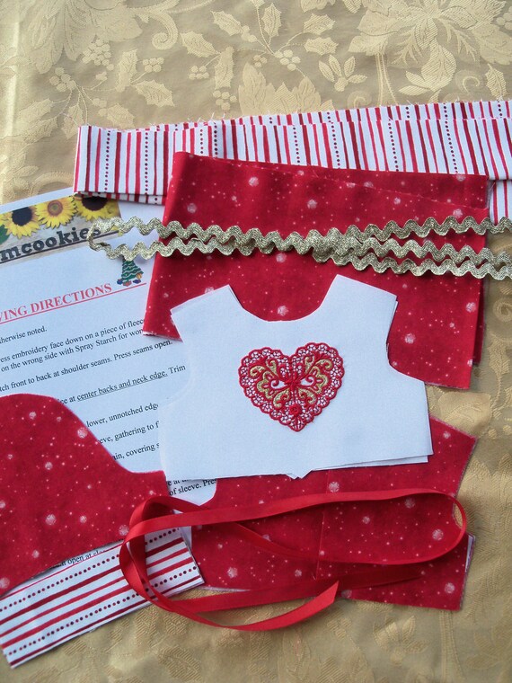 18" Size/ Complete SEWING KIT to Make Embroidered Christmas Dress for 18" American Girl Dolls