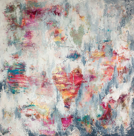 Abstract Heart painting abstract art 3/4 thick canvas