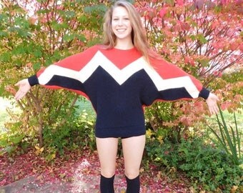 Birthday Sale Incredible Vintage 80's Mod Bat Wing Sweater