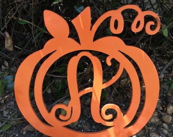 Pumpkin Door Hanger - Wooden Pumpkin Monogram - Fall Door Hanger - Fall Decor - Pumpkin Decor - Pumpkin Initial Door Hanger