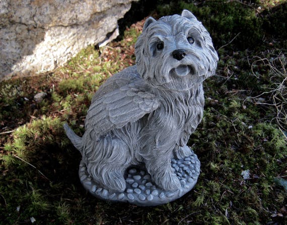 dog angel garden statue