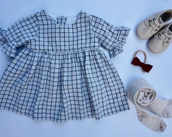 The Belle Dress, Flutter sleeve Dress, Baby Cotton Dress, Infant Dress.