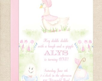 Watercolor Mother Goose Nursery Rhyme Invitation