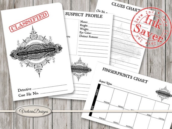 Private Investigator Detective Case File ink saver printable