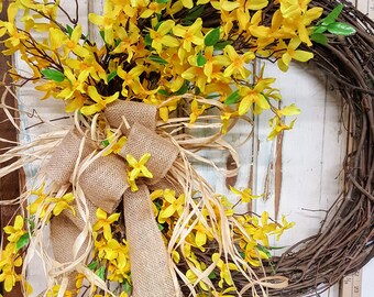 Front door wreath, Best Seller, Wreath, Great for All Year Round, Door Wreath, Beautiful wedding wreath, forsythia
