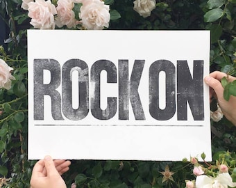 ON SALE - Rock on - Letterpress art print