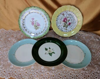 PICK A Salad Plate Green Yellow or Blue Rim *eb