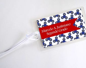 Boy Luggage Tag - Bag tag for boys - personalized -Spinner fidget