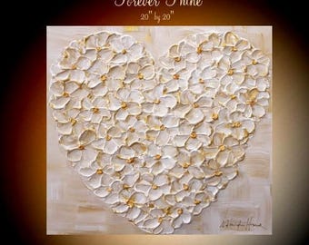 SALE ORIGINAL gallery fine art painting on canvas-Contemporary impasto abstract Floral Heart painting by Nicolette Vaughan Horner