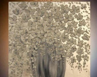 SALE Original Oil Landscape Abstract palette knife impasto oil/Acrylic Silver Pearls painting by Nicolette Vaughan Horner