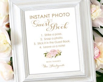 Instant Photo Guest Book Sign | 8 x 10 | Printable | Vintage | Antique Gold | Romantique | PDF and JPG Files | Instant Download