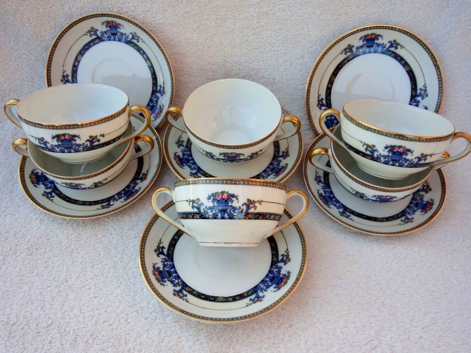 Vintage Noritake Daventry Bouillon Cups and Saucers