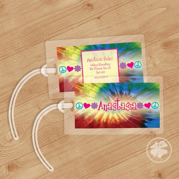 Tie Dye - Luggage Tag, Bag Tag, Backpack Tag, ID Tags, Personalized, Custom Il_570xn