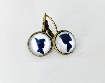 Peter Pan and Wendy Earrings, silhouette dangles, Peter Pan jewelry
