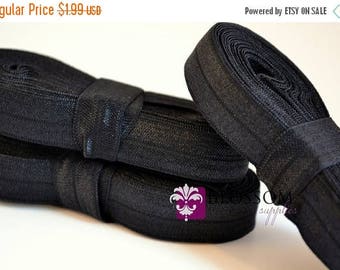 ON SALE 5 Yards BLACK 5/8 Inch Fold Over Elastic - Shiny Foe - Baby Headband Elastic - Diy Hair Ties - Cloth Diaper Supplies - Wholesale Sup