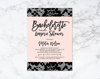 Printable Lace Lingerie Theme Bachelorette Invitation