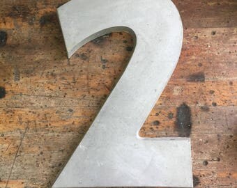 Vintage large industrial marquee sign Number - Number 2 - Vintage Aluminum Number - Salvaged metal sign Number -