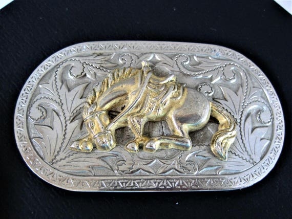 Bucking Horse Silver Buckle, Country Western, Bronco Bucking, Rodeo Belt Buckle