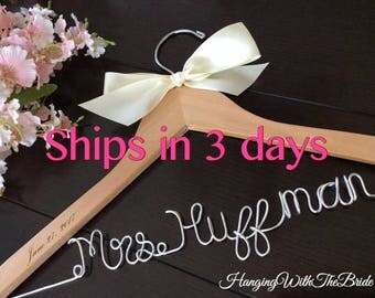 Custom wire hanger, wedding hanger, name hanger, bridal hanger, wire hanger, personalized hanger