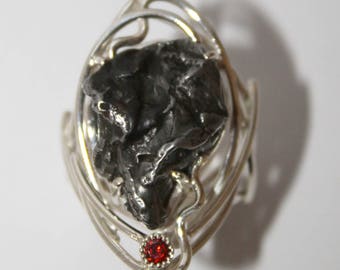 Meteorite Ring, Sikhote-Alin meteorite, Meteorite silver, 7 size, FREE SHIPPING