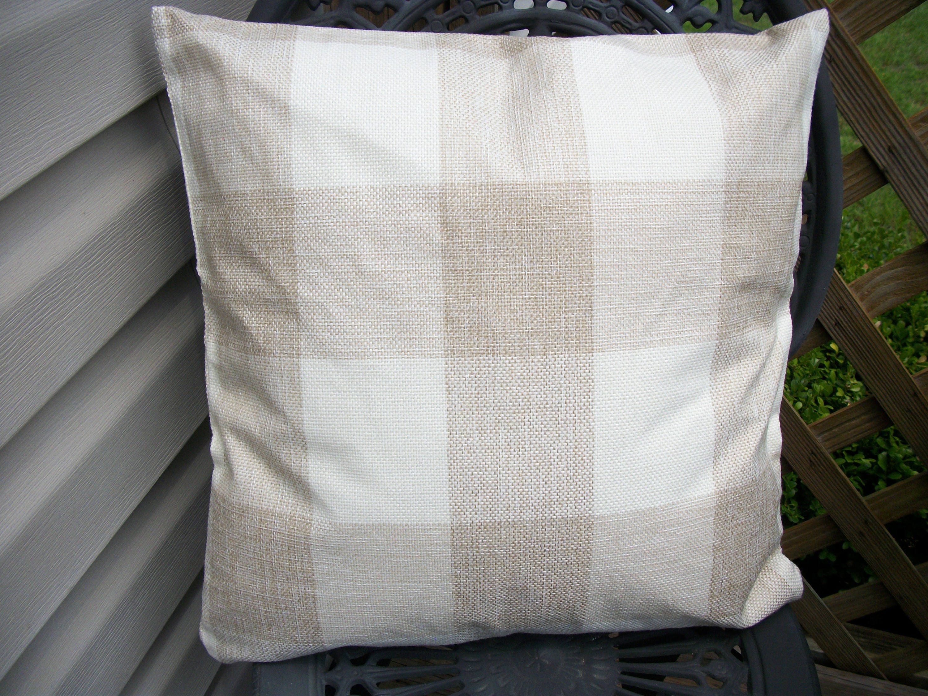 Tan and Beige Buffalo Check Pillow Cover 18 x 18 Pillow