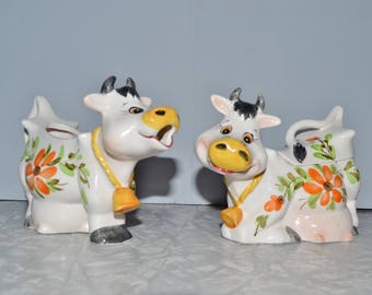 Vintage Cow Creamer & Sugar Set of 2 ~ Japan Cows