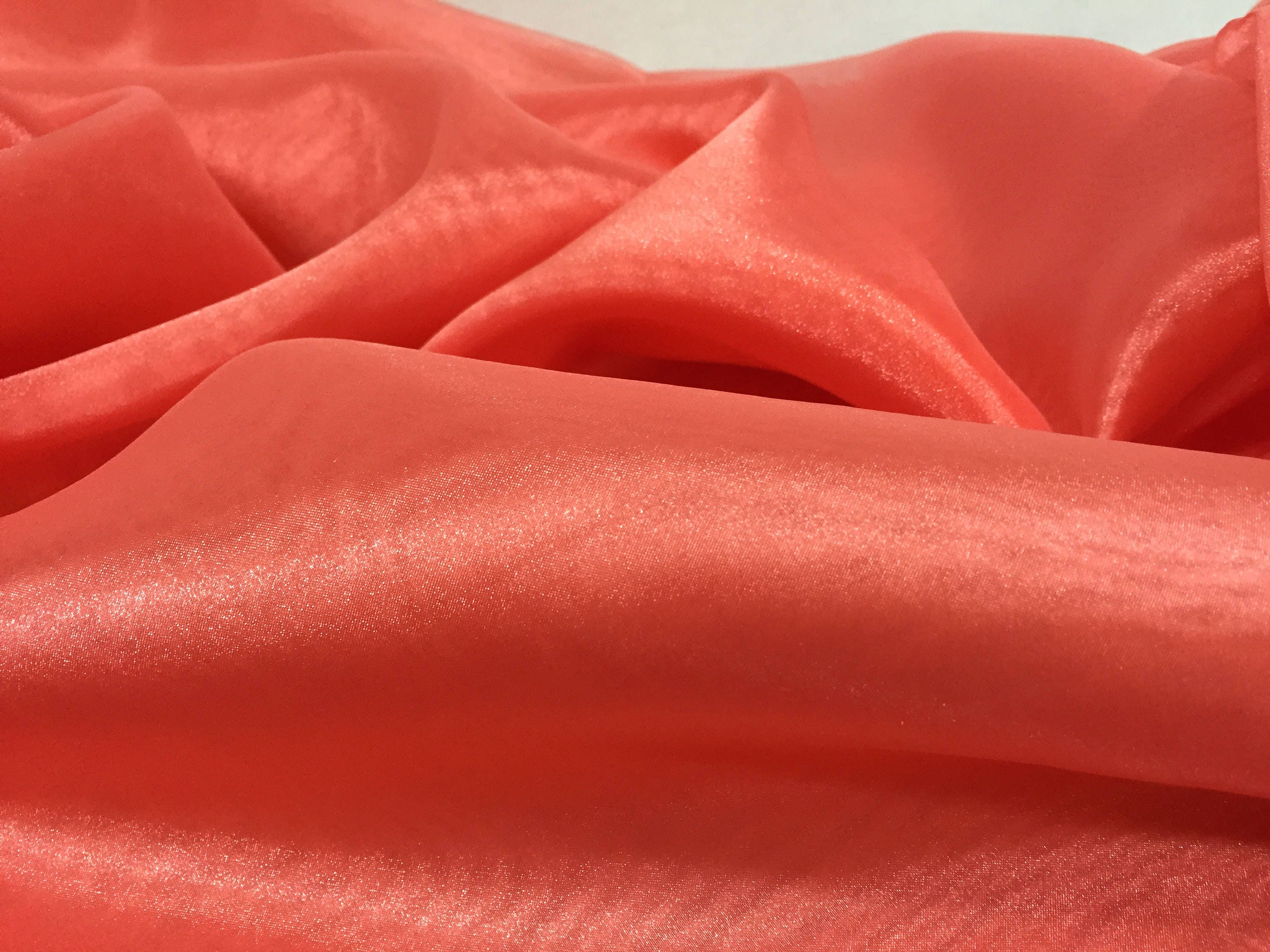 Coral Sparkle Organza Fabric, See Through Material, Stiffer Fabric ...