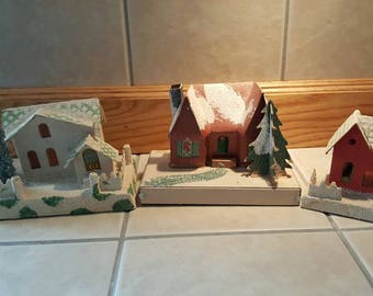 Vintage cardboard Christmas houses Christmas Village