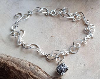Meteorite Bracelet Campo del Cielo and Swirly Silver